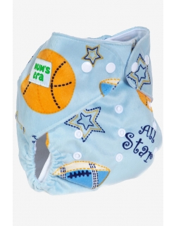 Многоразовый подгузник "Mums Era", Баскетбол голубой (1 вкладыш)