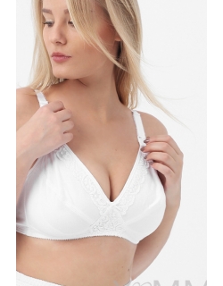 Бюстгальтер для кормящих и беременных с кружевом, белый