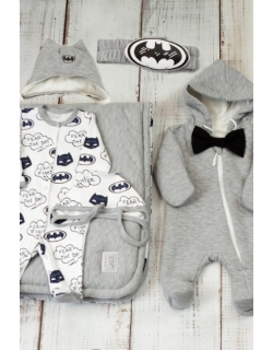 Комплект на выписку демисезонный, Batman Gray (6 предметов)