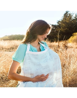 Накидка для кормления муслиновая Bebe Au Lait, Carousel Blue