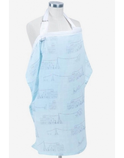 Накидка для кормления муслиновая Bebe Au Lait, Carousel Blue