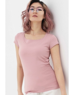 Футболка для кормящих и беременных, пудрово-розовая