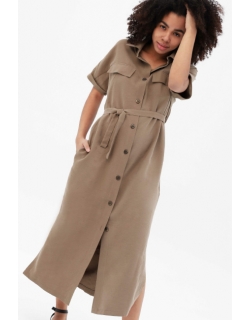 Платье-рубашка для кормящих и беременных, цвет бежевый