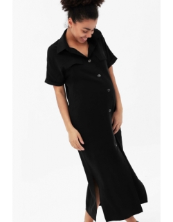 Платье-рубашка для беременных и кормящих, цвет черный