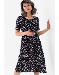 Платье для беременных и кормящих с цветочным принтом, темно-синее