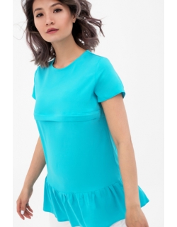 Блуза для кормящих и беременных с воланом, цвет бирюзовый