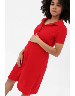 Платье - поло для кормящих и  беременных, цвет красный