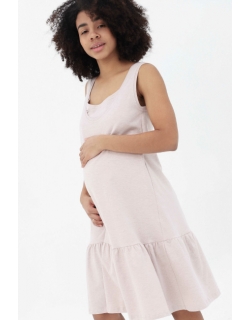 Платье для беременных и кормящих с воланом, бежевый меланж