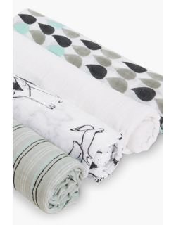 Пеленки муслиновые Aden by Aden&Anais для новорожденных, большие, набор 4, Trotting Fox