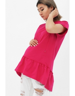 Футболка для беременных и кормящих свободного силуэта с воланом, малиновый