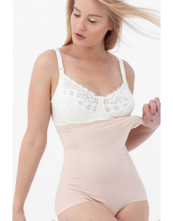 Трусики корректирующие для беременных и послеродовые с ажурным краем, бежевые