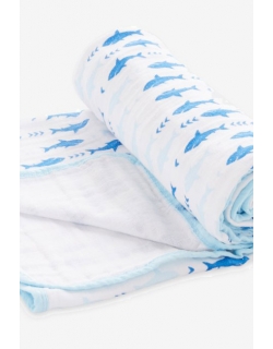 Одеяло муслиновое для коляски Aden by Aden Anais, Making Waves-Sharks