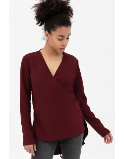Блуза для кормящих и беременных на запах, цвет бургунди