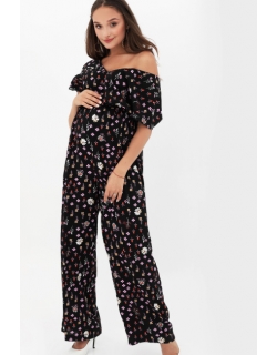 Комбинезон для беременных с цветочным принтом, черный