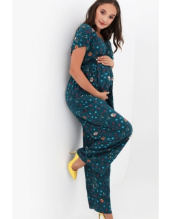 Комбинезон для беременных с цветочным принтом, цвет темно-бирюзовый