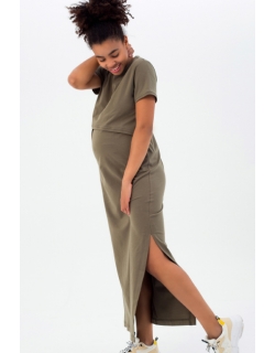 Платье-футболка для кормящих и беременных, хаки