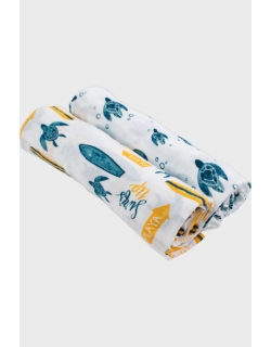 Бамбуковые пеленки для новорожденных Bebe Au Lait, набор 2, Surf/Sea Turtles