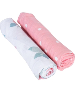 Бамбуковые пеленки для новорожденных Bebe Au Lait, набор 2, Rosy/Dewdrops