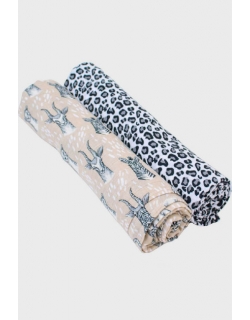Бамбуковые пеленки для новорожденных Bebe Au Lait, набор 2, Safari/Leopard