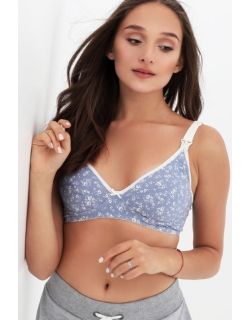 Бюстгальтер для беременных и кормления хлопковый, цвет голубой