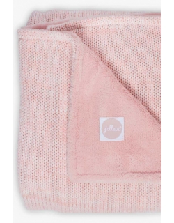 Вязанный плед для новорожденных с мехом Jollein Melange, розовый, средний