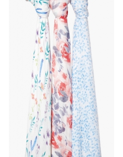 Бамбуковые пеленки для новорожденных Aden Anais большие, набор 3, White l Watercolor Garden