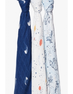 Пеленки бамбуковые для новорожденных Aden&Anais большие, набор 3, White Label Stargaze