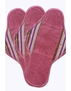 Набор 3 шт. ночных многоразовых женских прокладок, полоска бордо