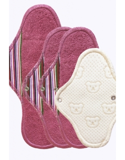 Набор женских гигиенических многоразовых прокладок для критич.дней, полоска бордо