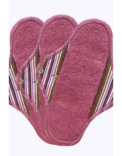 Набор из 3 шт. многоразовых женских прокладок для критических дней: "Регуляр", полоска бордо