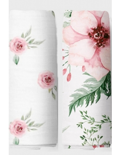 Муслиновые пеленки для новорожденных Adam Stork большие, набор 2, Flowers