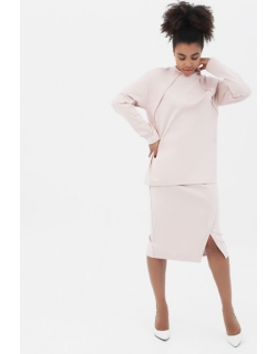 Костюм для беременных и кормящих утепленный джемпер + юбка, пудровый
