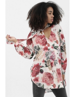 Блуза для беременных с цветочным принтом, розовая