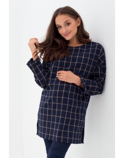 Туника для кормящих и беременных в клетку, цвет синий