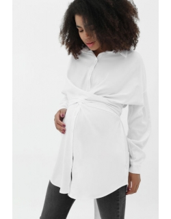 Рубашка для кормящих и беременных на завязках, цвет белый