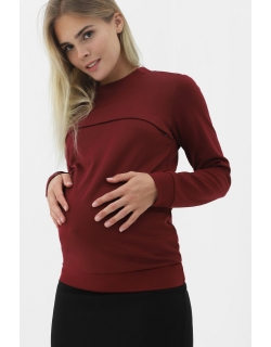 Свитшот для кормящих и беременных с секретом на молнии, бордовый