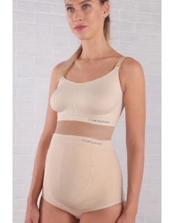 Бандаж трусы для беременных с косточками бесшовный, бежевый