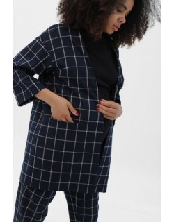 Жакет для беременных универсальный в клетку, цвет синий