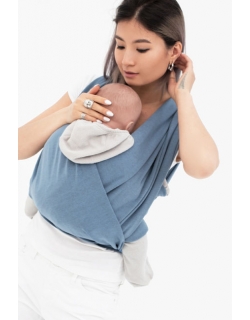 Трикотажный слинг-шарф двусторонний, голубой с серым