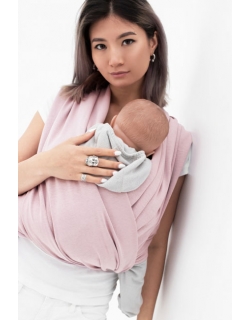 Трикотажный слинг-шарф двусторонний, розовый с серым