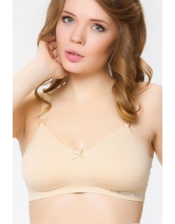 Бюстгальтер-топ для кормления и беременных бесшовный (микрофибра), бежевый