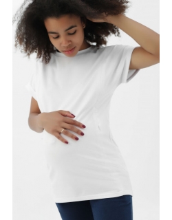 Футболка для кормящих и беременных с вертикальными молниями - белый