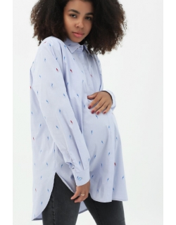 Рубашка для беременных, попугаи