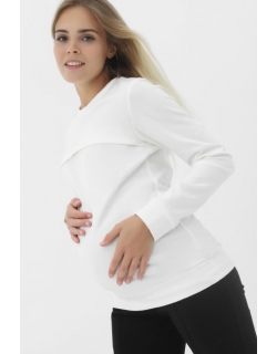 Свитшот для кормящих и беременных с секретом на молнии, белый