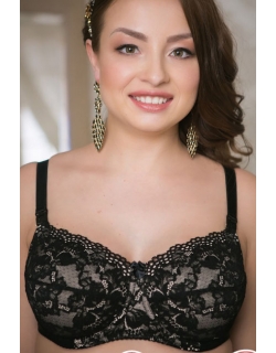 Бюстгальтер для беременных и кормящих на косточках (с кружевом), черный