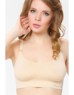 Топ - бюстгальтер для кормления и беременных бесшовный (хлопок), бежевый