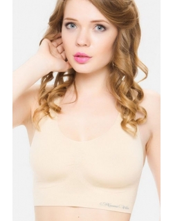 Бюстгальтер-топ для беременных дородовый бесшовный (микрофибра), бежевый