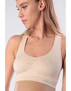 Бюстгальтер-топ для беременных дородовый бесшовный, бежевый