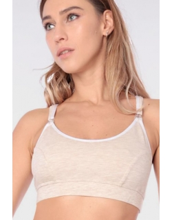 Бюстгальтер-топ для кормления и беременных мягкий (хлопковый), бежевый меланж