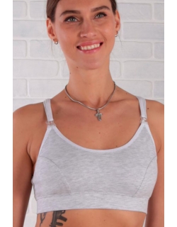 Бюстгальтер-топ для кормления и беременных мягкий (хлопковый), серый меланж